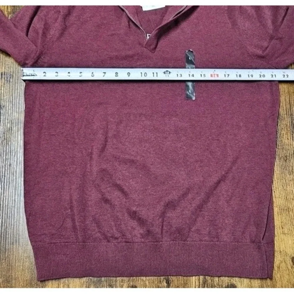 Banana Republic 1/4 Zip Sweater Men's Large Maroon 100% Cotton NWT